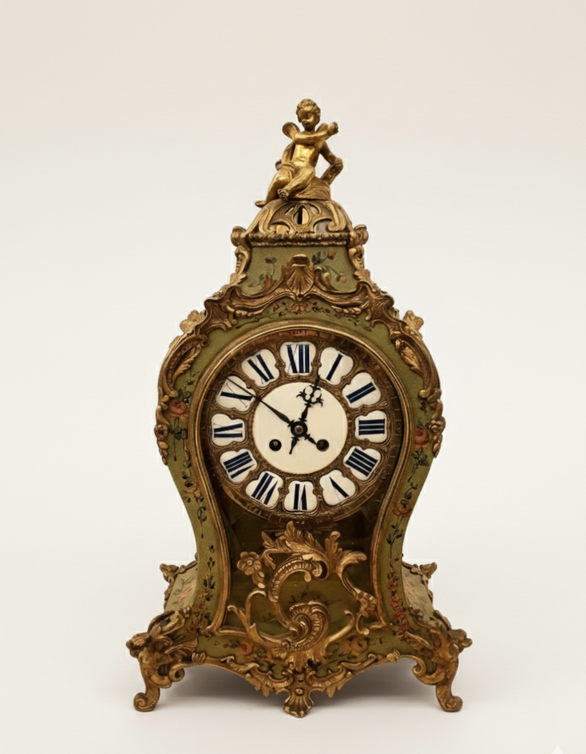 천사장식 브론즈 탁상시계